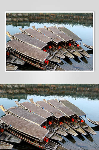凤凰古城江景摄影背景元素素材图片