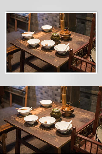 老上海影视场景餐桌高清图片