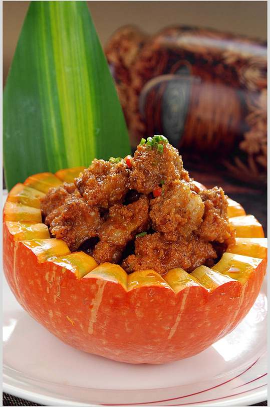 金瓜蒸仔排餐饮美食图片