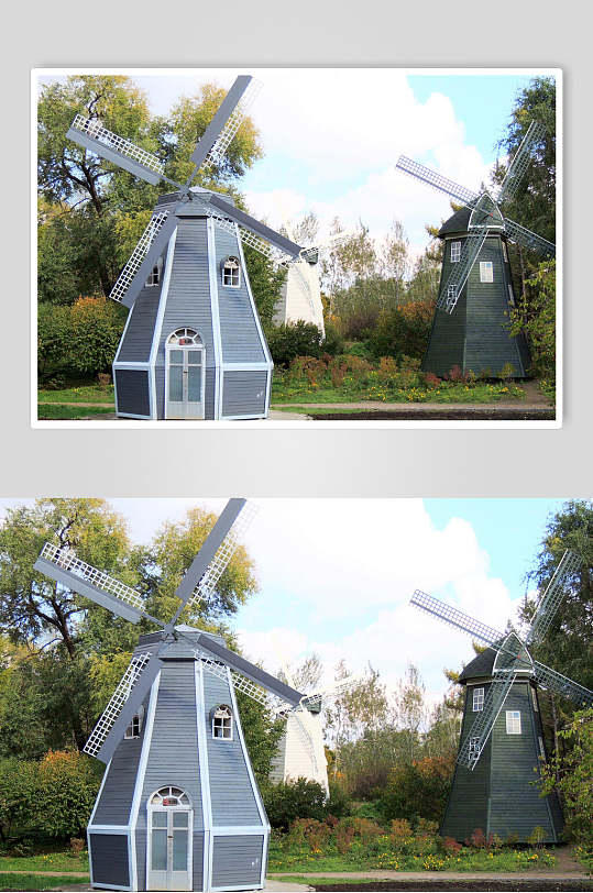 黑龙江植物园风车高清图片