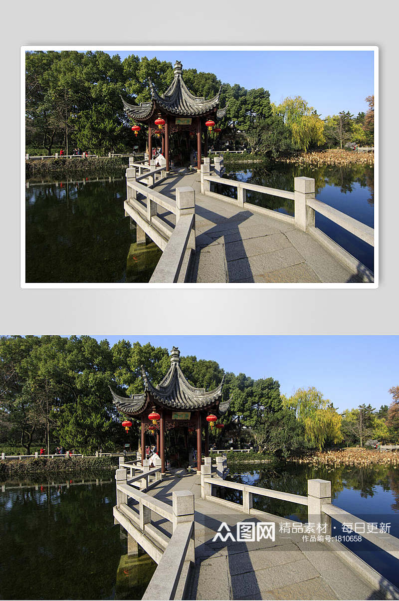 中国元素古建筑九曲桥高清图片 摄影图素材