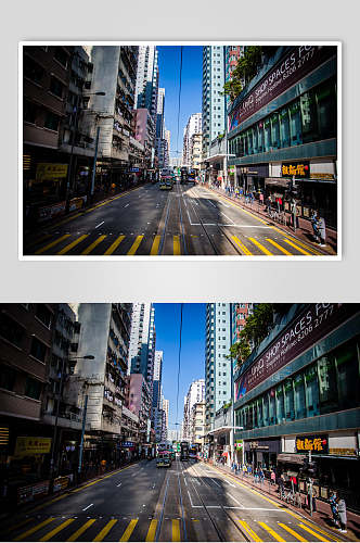 香港风景道路两旁建筑高清图片