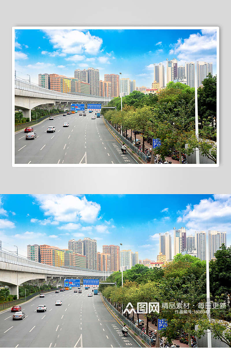 深圳公路上的车城市立交桥高清图片素材