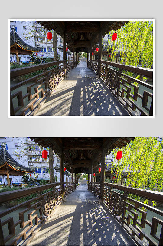 中国元素古建筑风雨桥高清图片 摄影图