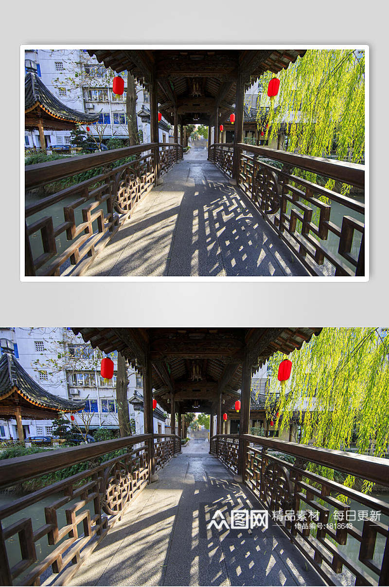 中国元素古建筑风雨桥高清图片 摄影图素材