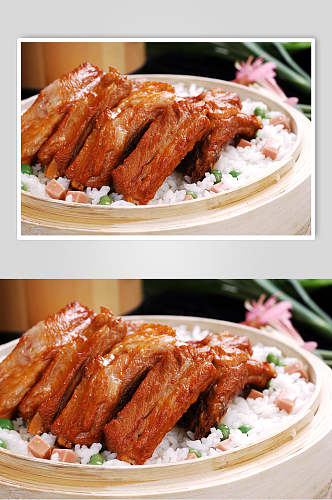 热菜糯米蒸排骨高清图片