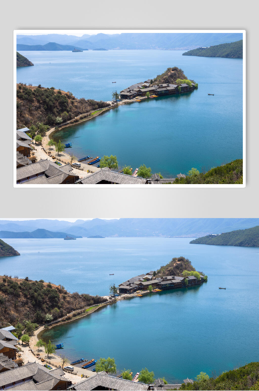 泸沽湖俯瞰美景高清图片素材