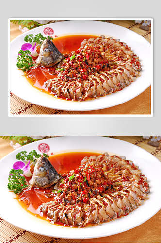 热菜腊八豆蒸鲳鱼高清图片