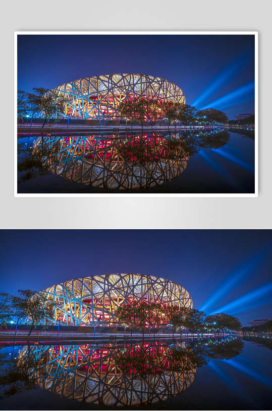 北京风光城市鸟巢夜光建筑摄影图片