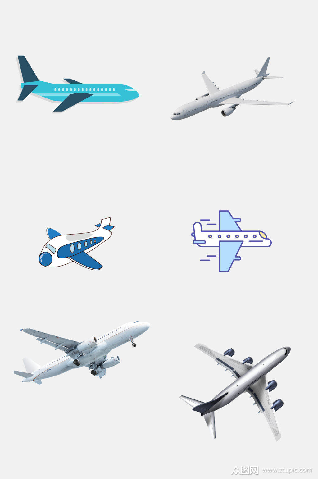 漫画飞机客机免抠元素素材模板下载-编号1808245-众图网