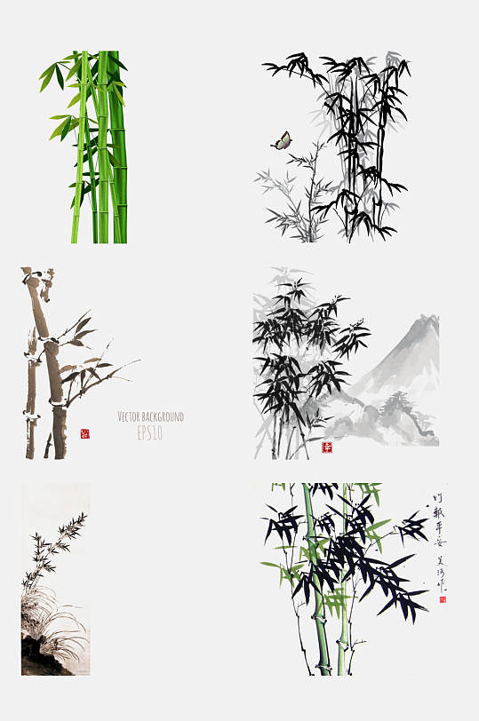 中国风水墨竹子图片元素素材