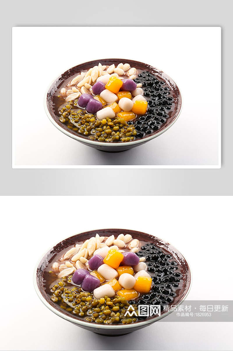 绿豆花生芋圆甜品特写图片素材