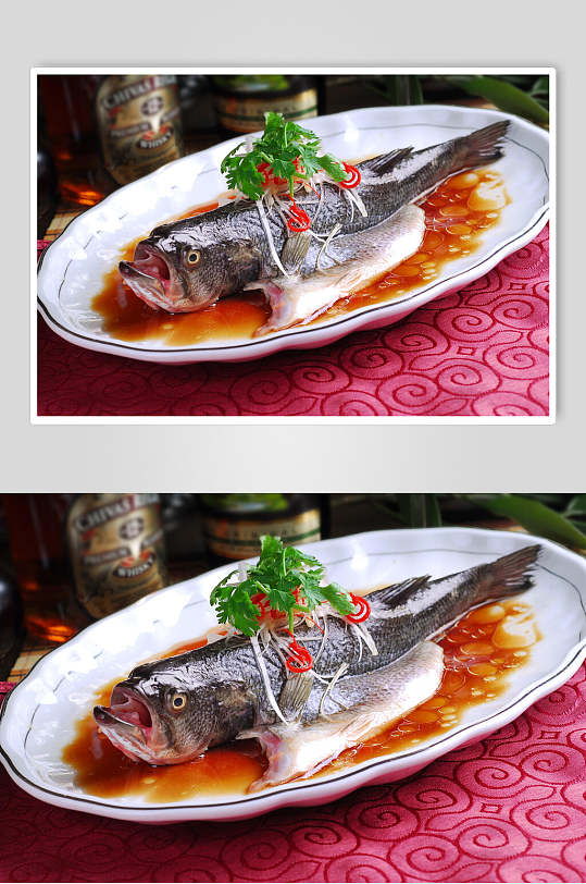 热菜清蒸鲈鱼高清图片