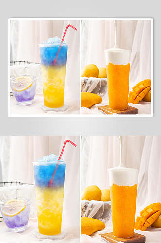 芒果奶茶奶盖饮品美食图片