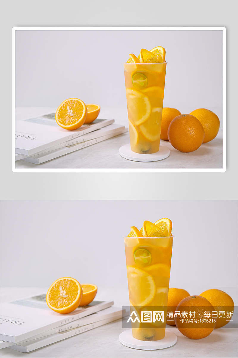 新鲜美味鲜橙果茶高清图片素材