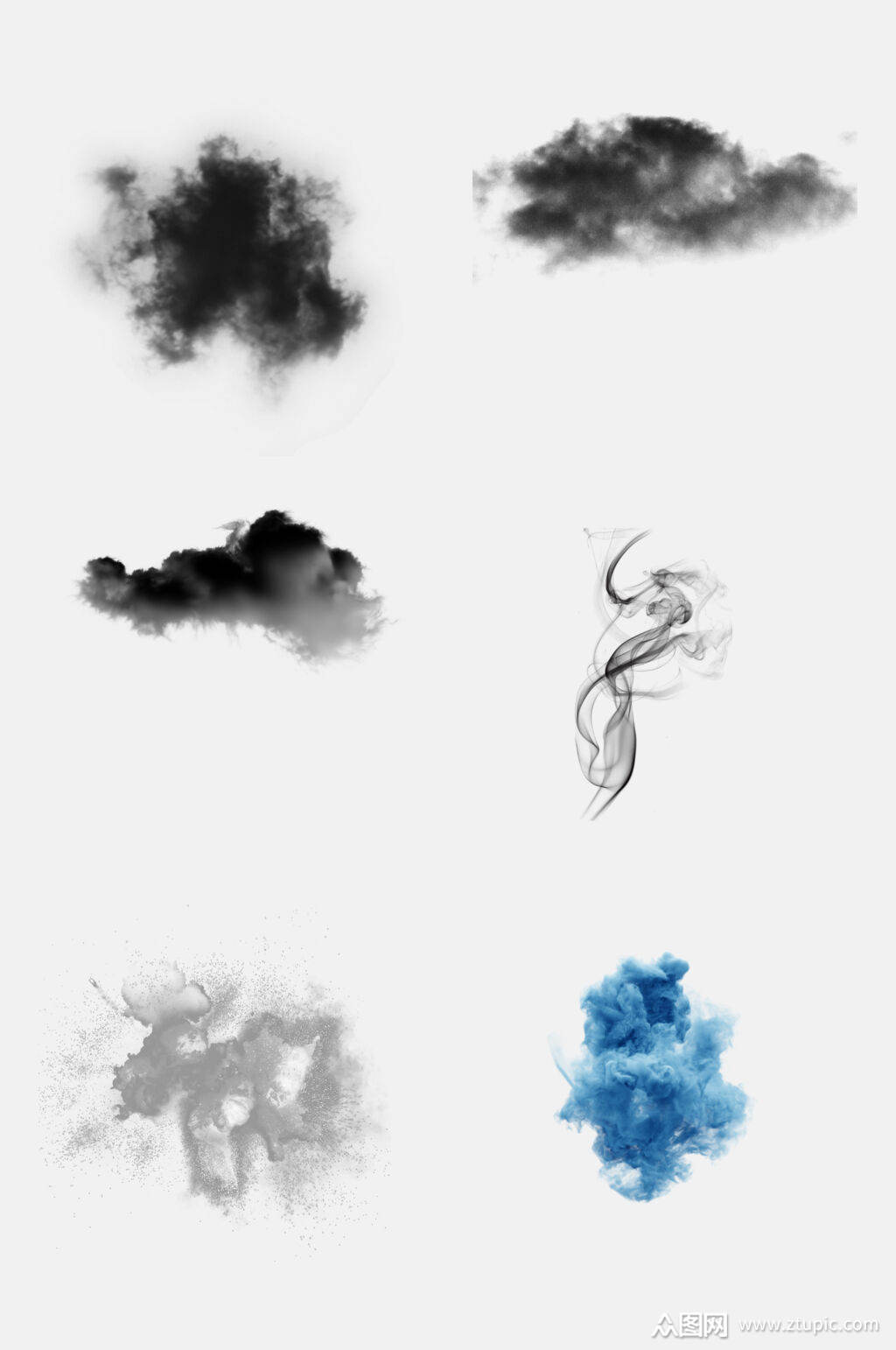 手绘画彩色烟雾免抠元素素材素材