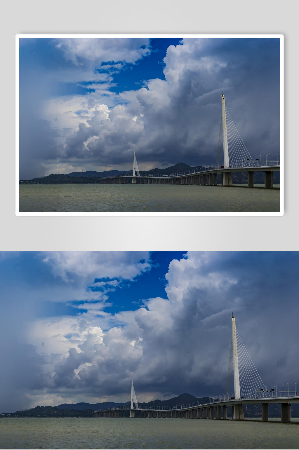 深圳湾跨海大桥与香港新界天水围城市风光高清图片素材