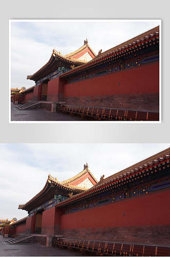 北京故宫风光建筑围墙侧面拍摄图片