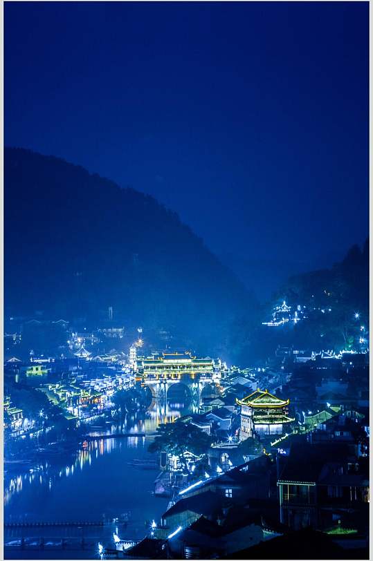 漂亮凤凰古城摄影背景元素素材图片