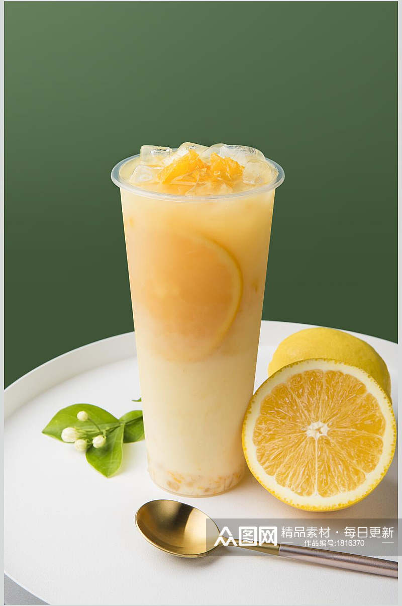 夏日冷饮加冰柠檬奶茶水果茶摄影图素材