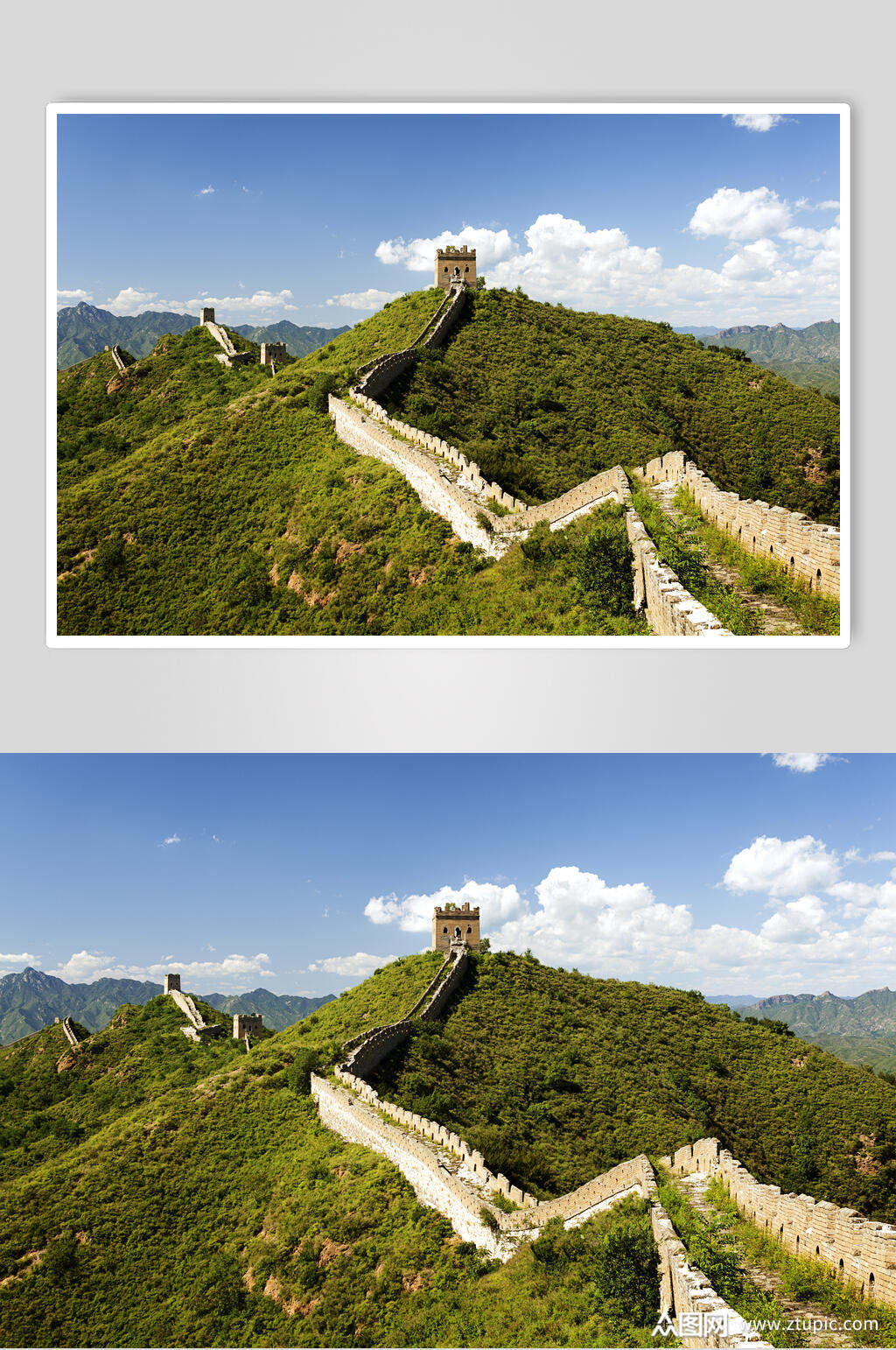 曲折回环长城名胜古迹图片素材