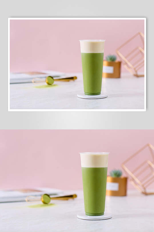 绿茶奶盖高清图片