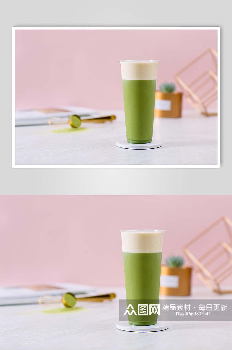 绿茶奶盖高清图片素材