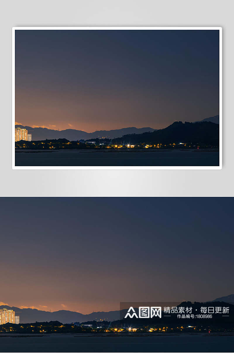 深圳湾跨海大桥城市风光夜景全景图图片素材