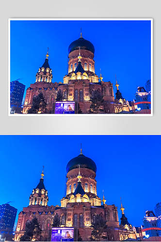 哈尔滨圣索菲亚大教堂夜景高清图片