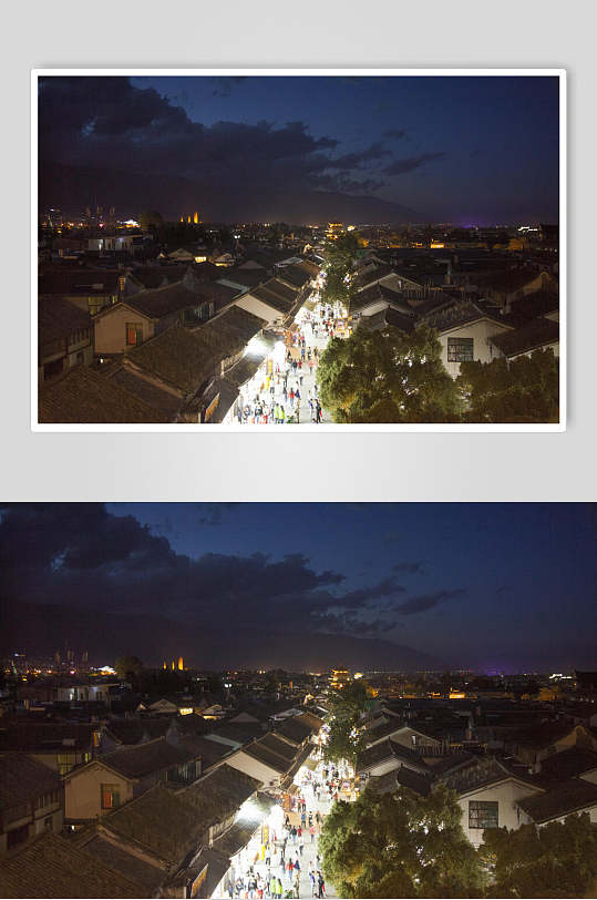 中国元素大理古镇夜景高清图片