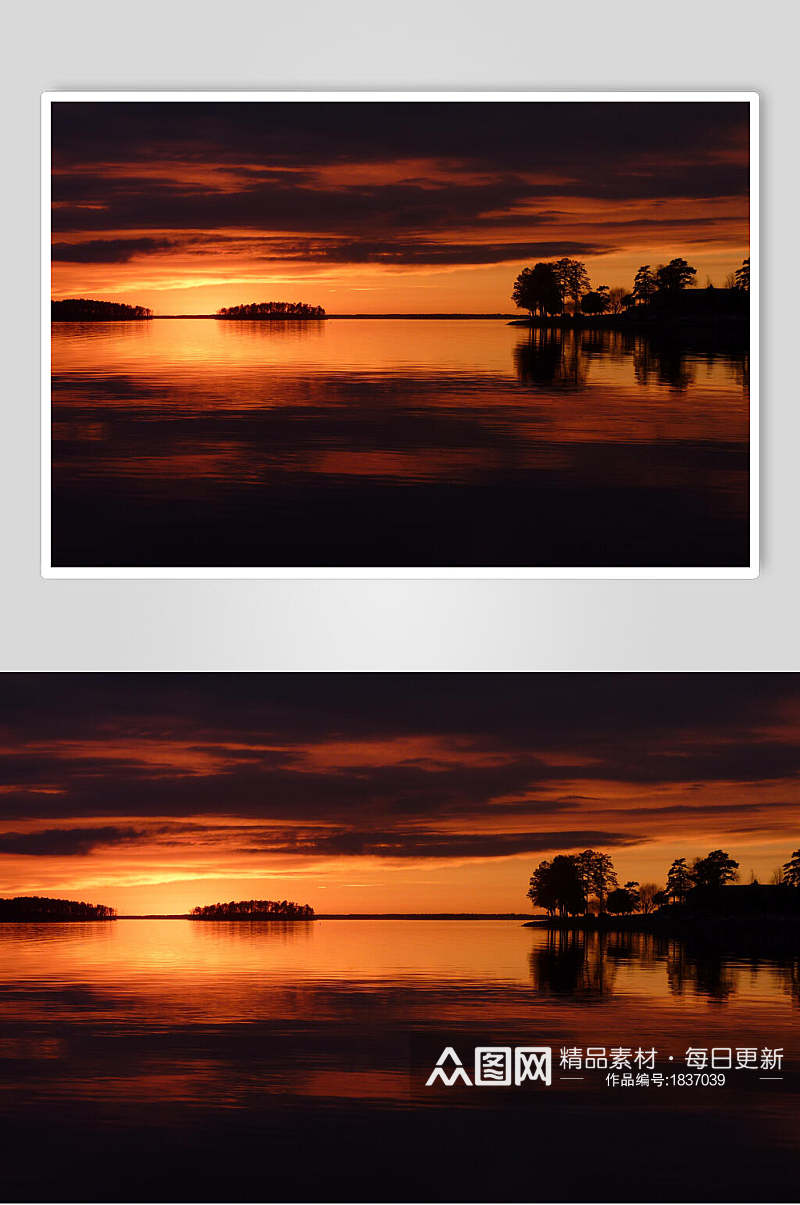 夜景湖泊湖面图片素材