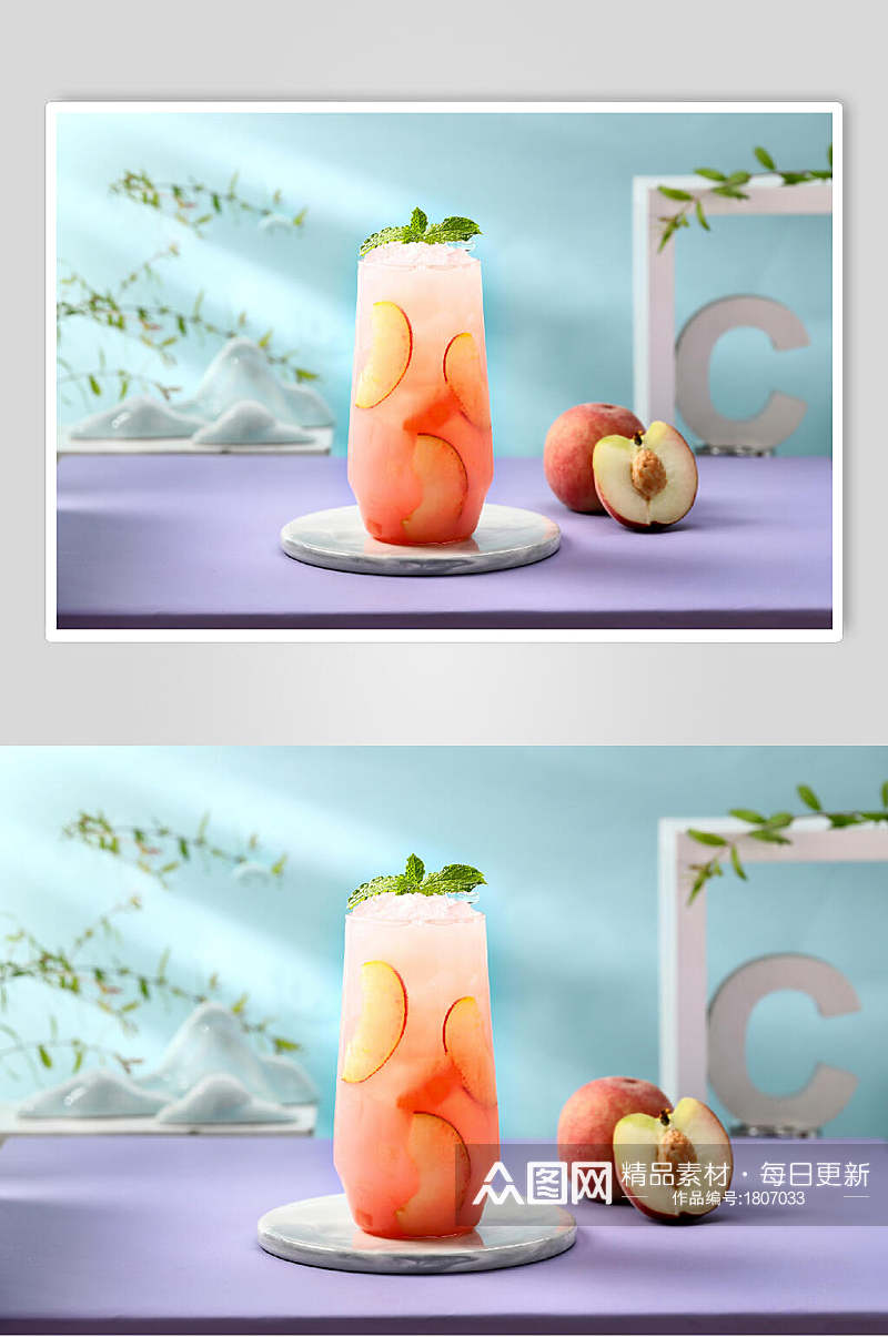 蜜桃果汁美食高清图片素材