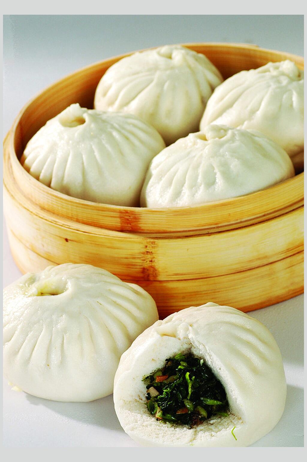 青菜包包子小笼包图片素材
