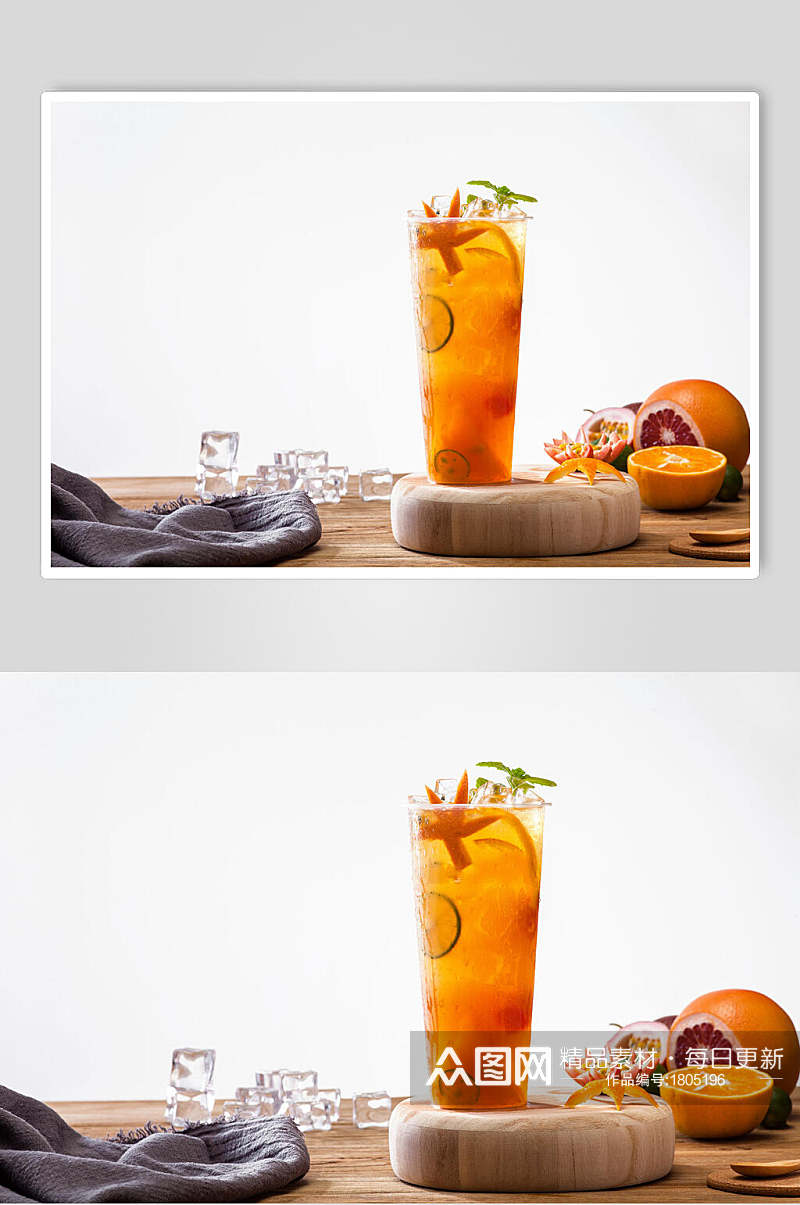 鲜橙水果茶高清图片素材