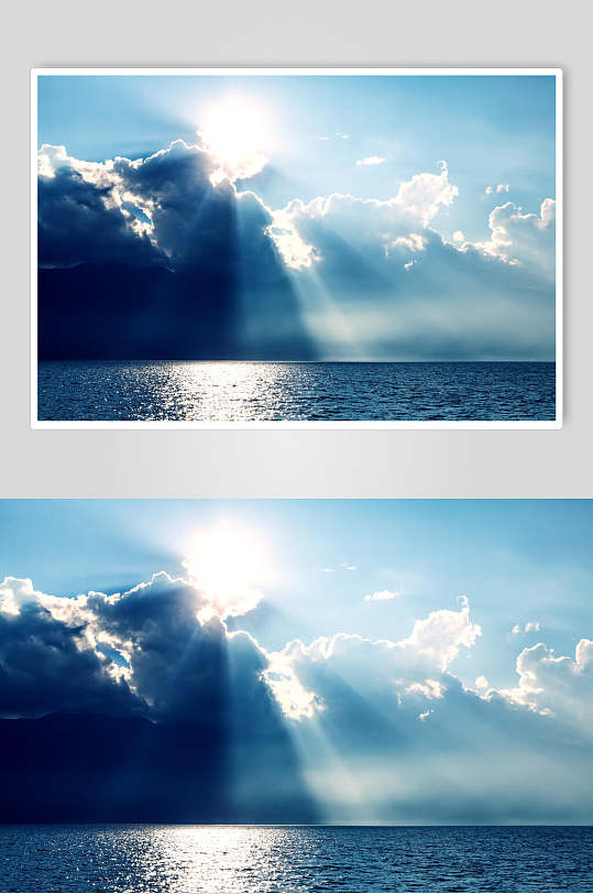 大理的太阳和云的奇妙光影摄影图片