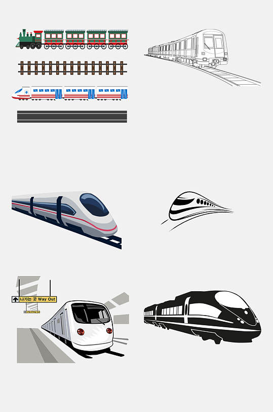 铁路元素 动车高铁列车图片免抠设计元素素材