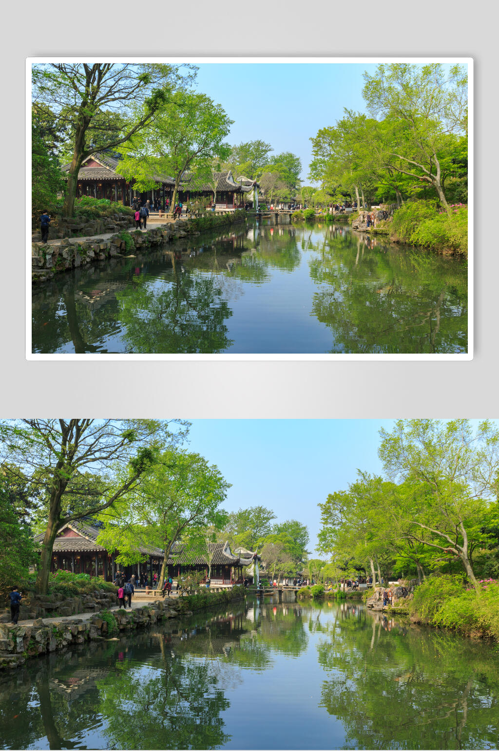 苏州著名旅游景点拙政园河流高清图片素材