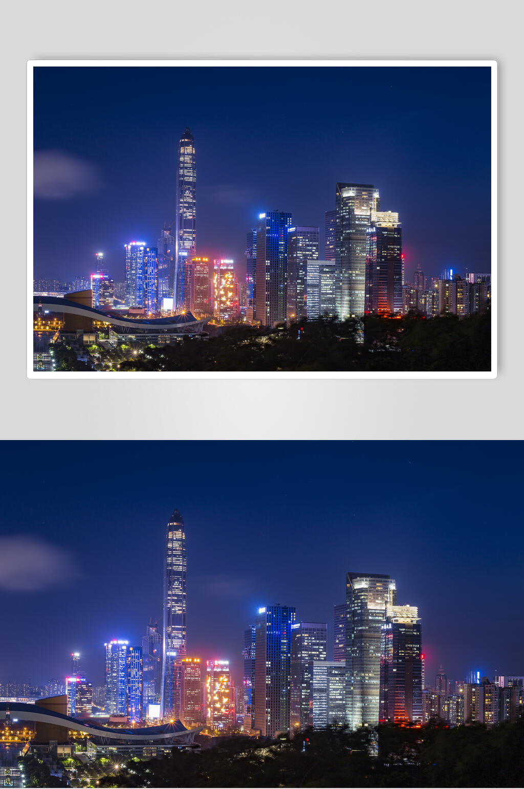 夜景深圳市民中心高清图片素材