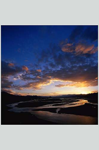 夜景湖泊湖面摄影背景图片