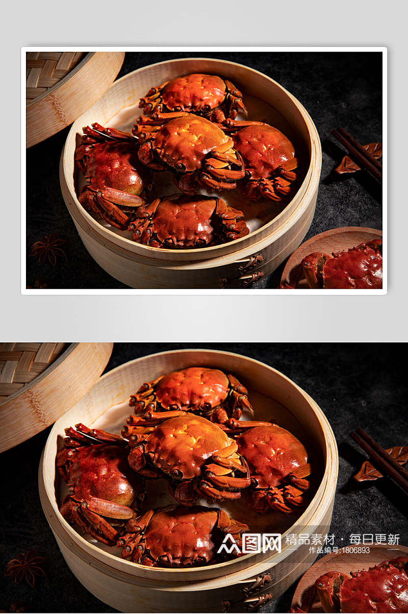 清蒸螃蟹大闸蟹餐饮食材图片素材