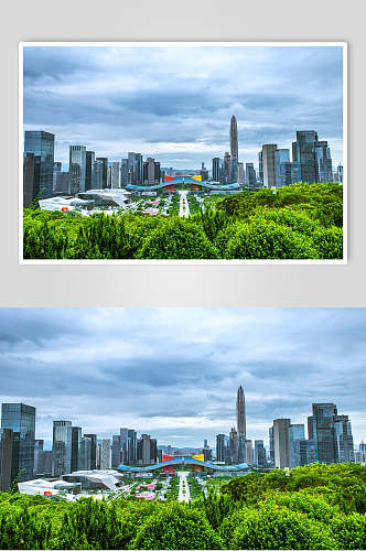深圳城市建筑云朵天际线背景高清图片