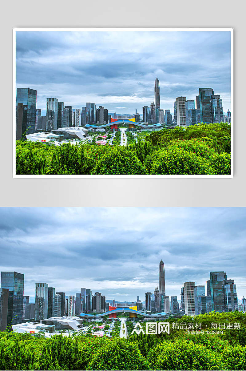 深圳城市建筑云朵天际线背景高清图片素材