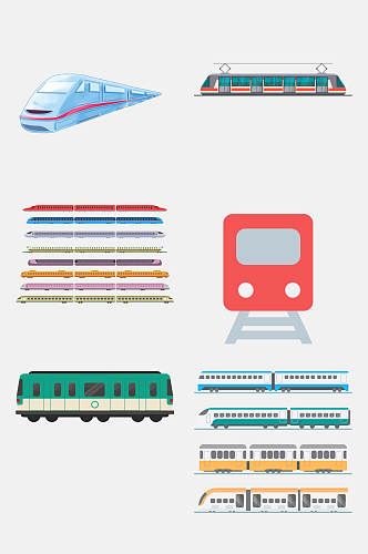 铁路元素 卡通动车高铁列车免抠设计元素素材