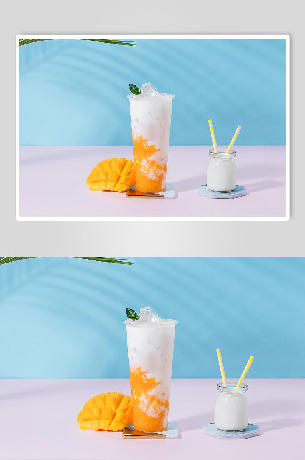 清新芒果酸奶果汁饮料图片素材