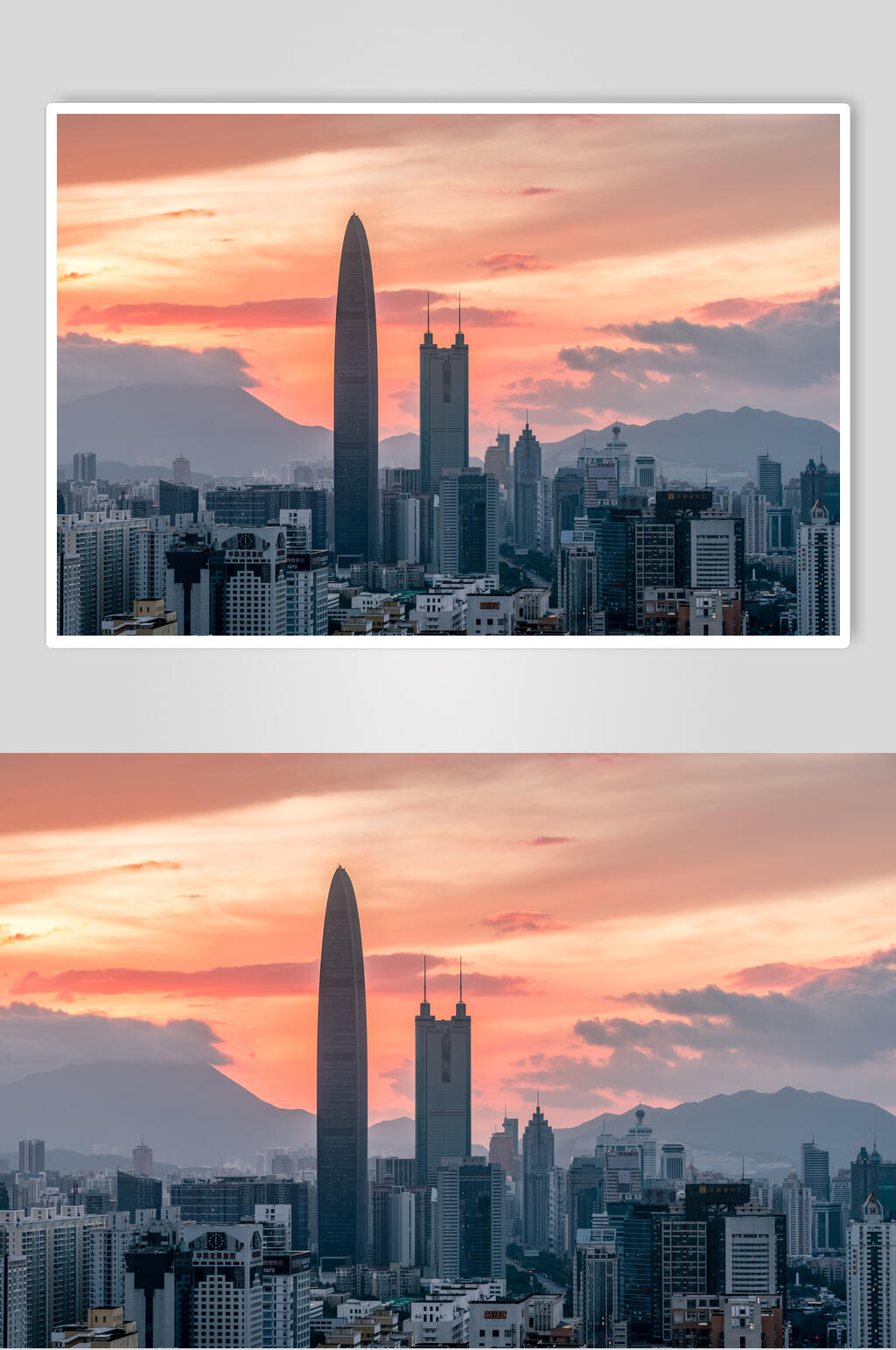 日落下的深圳罗湖地标建筑图片素材