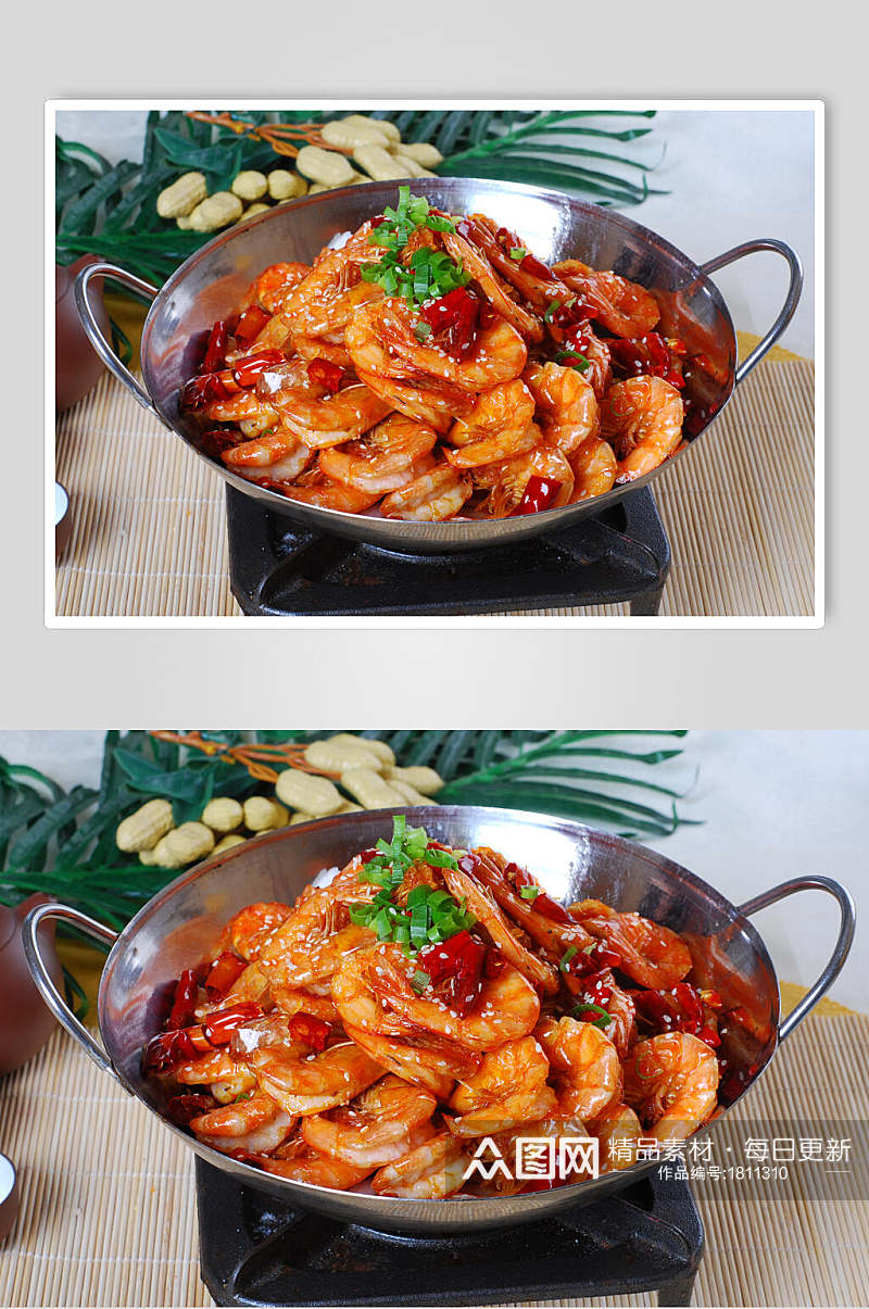 干锅香辣虾美食图片素材