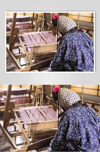 老上海黄道婆织布摄影图片