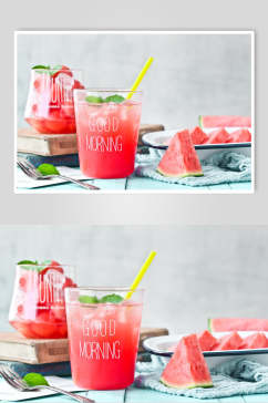 果汁西瓜饮品摄影图