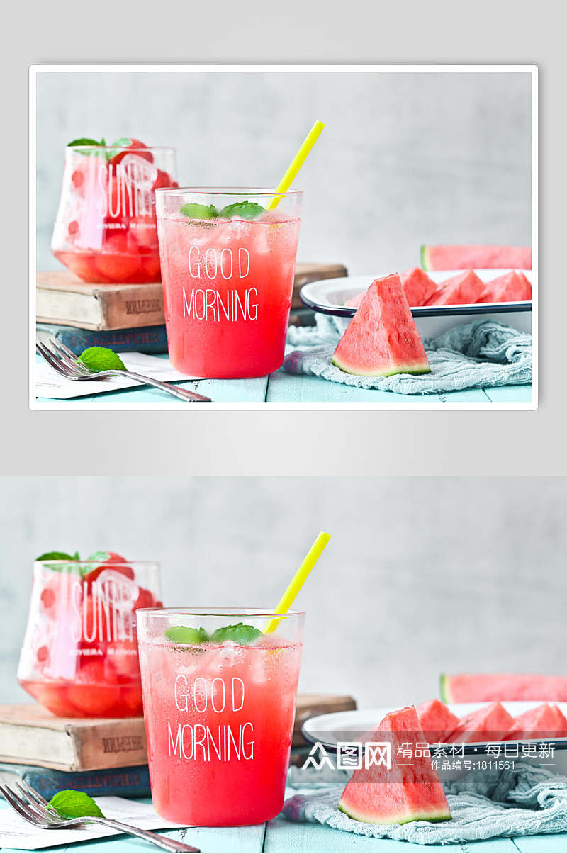 果汁西瓜饮品摄影图素材