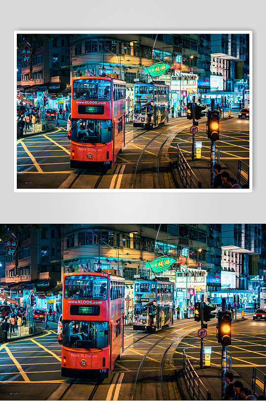 香港红色公交车风景